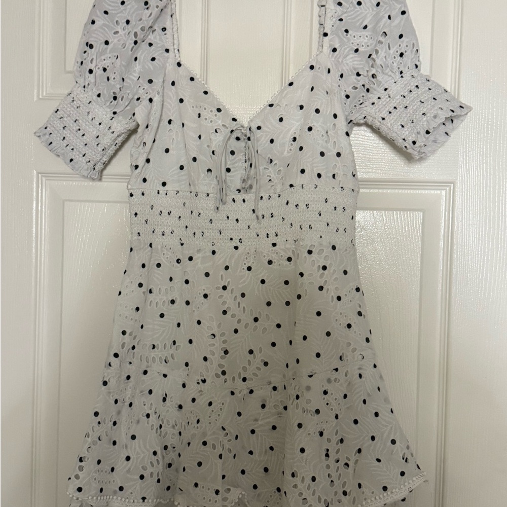 Alice + Olivia White Polka Dot Dress
